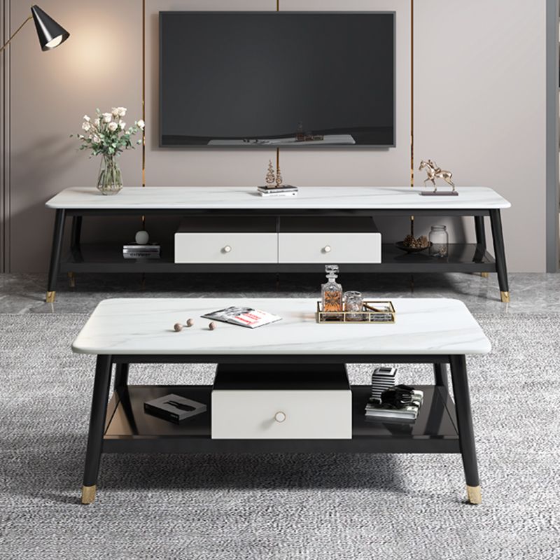 18.11"H TV Stand Contemporary Style Solid Wood TV Console with 2 Drawers Clearhalo 'furn' 'furn_tv_stands_entertainment_centers' 'Furniture' 'Living Room Furniture' 'TV Stands & Entertainment Centers' 'TV Stands & Media Storage Furniture' 'tv_stands_entertainment_centers' 1200x1200_2805a40f-0813-48f1-8ca6-0a49c9adab32