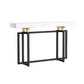 Rectangle Marble Top Console Table with Iron Trestle Base for Hall Clearhalo 'Console Tables' 'console_tables' 'Entry & Mudroom Furniture' 'furn' 'furn_console_tables' 'Furniture' 1200x1200_280668a5-4f6b-4121-b9b7-36f9fff70415