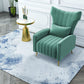 27.26 "L x 34.15" W x 40,94 "H Velvet Wingback -stoel, moderne hellende wapenstoel