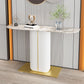 Contemporary Half Moon Top Accent Table with Golden Iron Base