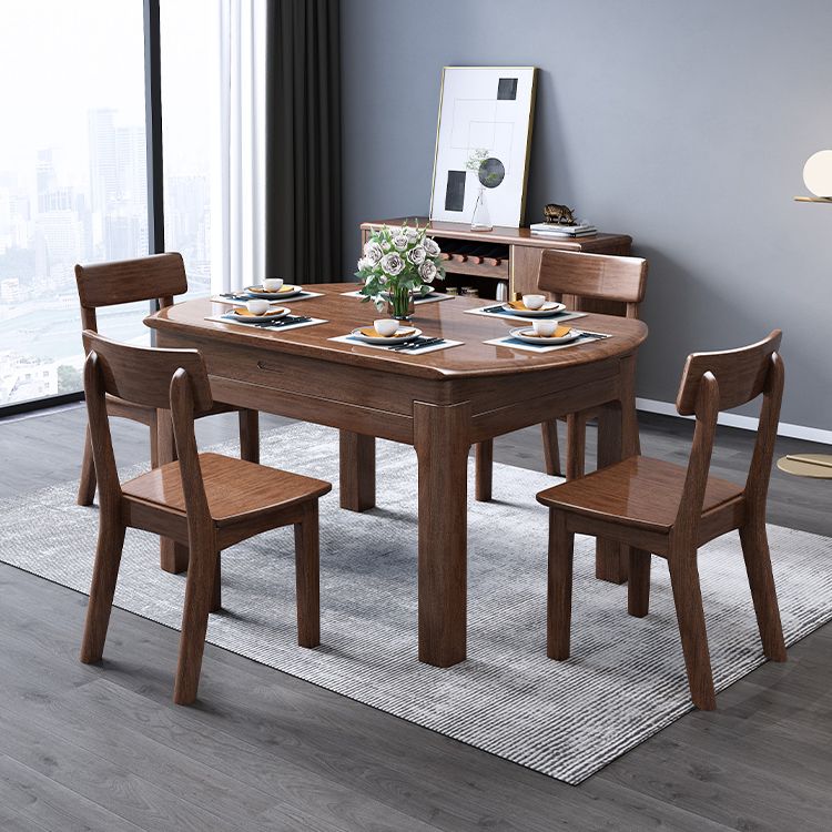 30.7''H Modern Brown Extendable Table Solid Wood Round Dining Table with 4 Legs Base Clearhalo ' dining_table' 'Dining Tables & Seating' 'Dining Tables' 'furn' 'furn_dining_table' 'Furniture' 'furniture_dining_table' 'Kitchen & Dining Furniture' 'kitchen&dining_furn' 'kitchen' 'kitchen_dining_table' 1200x1200_2808f244-f09d-4ad4-97ac-d345fd7eb625
