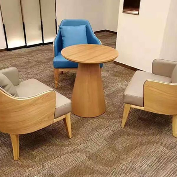 Vast hout geen pijnlijke moderne voetstuk ronde salontafel