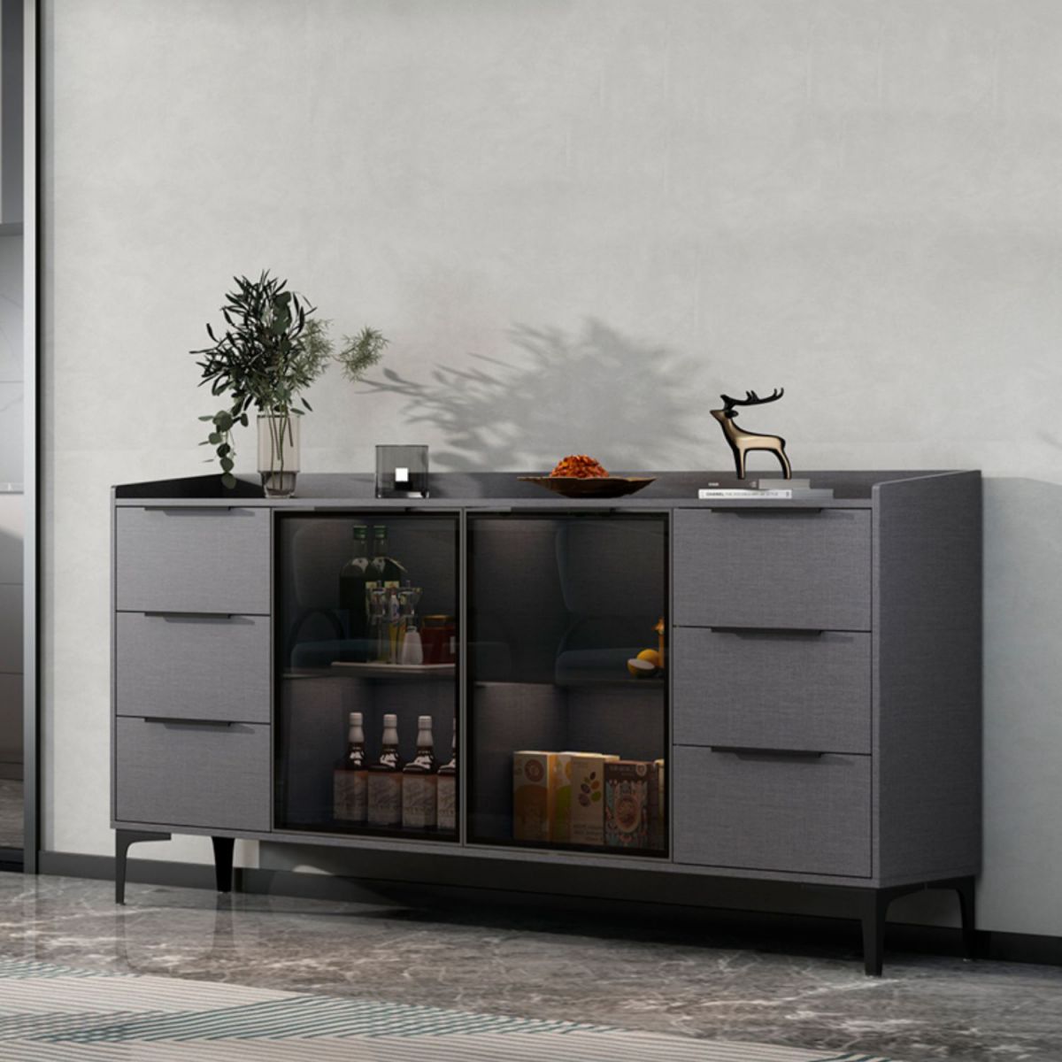 Siete sideboard di pietra sinterizzata in stile moderno con cassetti per soggiorno