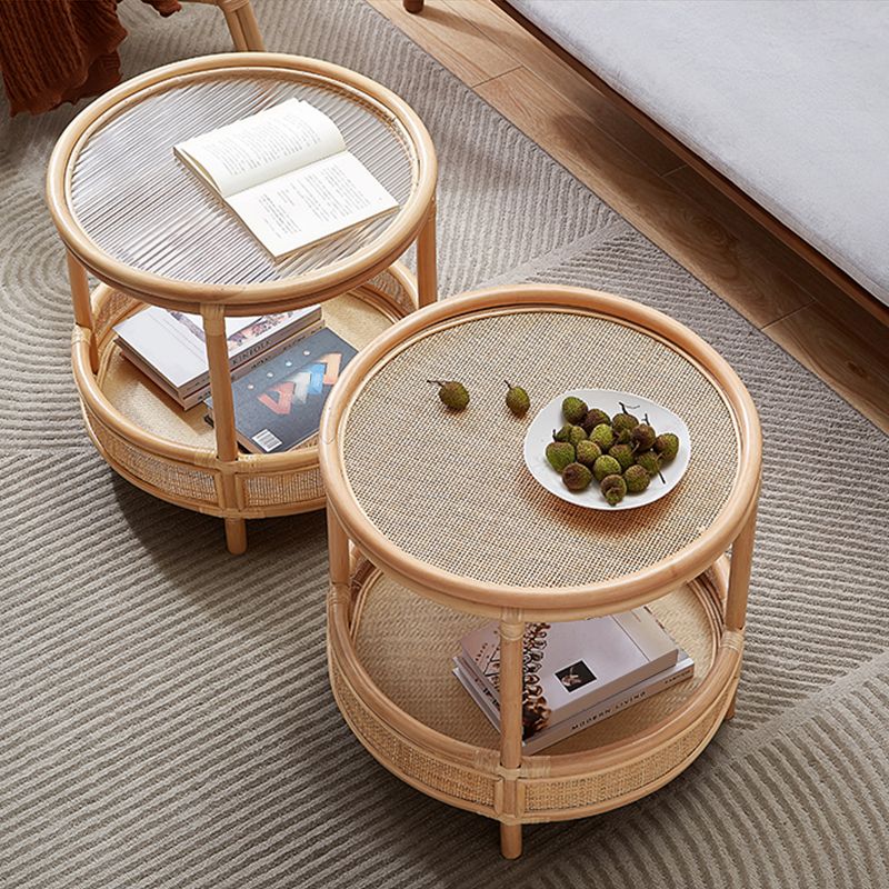 Tropical Cocktail Table Storage Round 4 Legs Coffee Cocktail Table Clearhalo 'Coffee & Accent Tables' 'Coffee Tables' 'coffee_tables' 'furn' 'furn_coffee_tables' 'Furniture' 'Living Room Furniture' 1200x1200_28095cbe-3b98-496d-b9fc-03a5db854ada