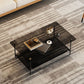 Table basse en verre rectangulaire moderne 17,7" Table de cocktail à base de traîneau en métal de H