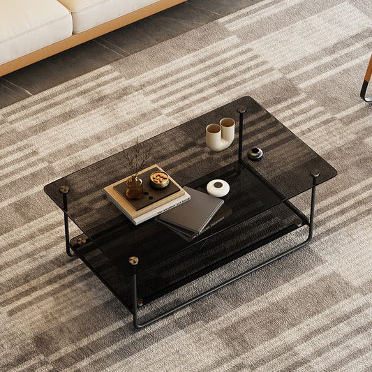 Tavolino moderno di vetro rettangolo 17,7 "h tavolo da cocktail in metallo in metallo