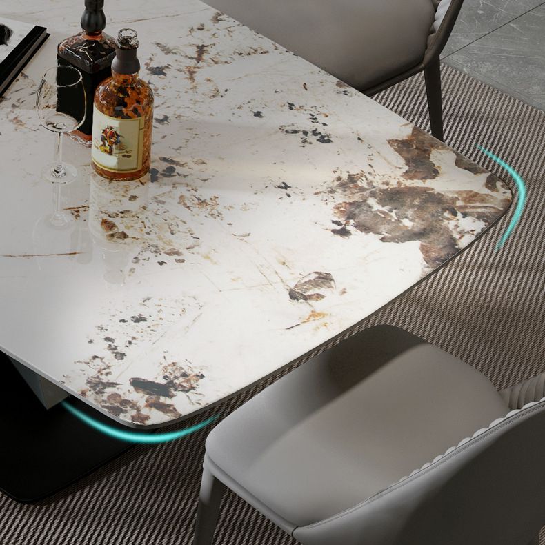 デザイナースタイル1/4/5/7ピース長方形ダイニングセット焼結ストーントップダイナテーブルセット