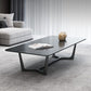 Modern Style Rectangular Slate Table with Metal Trestle Type Base Coffee Table