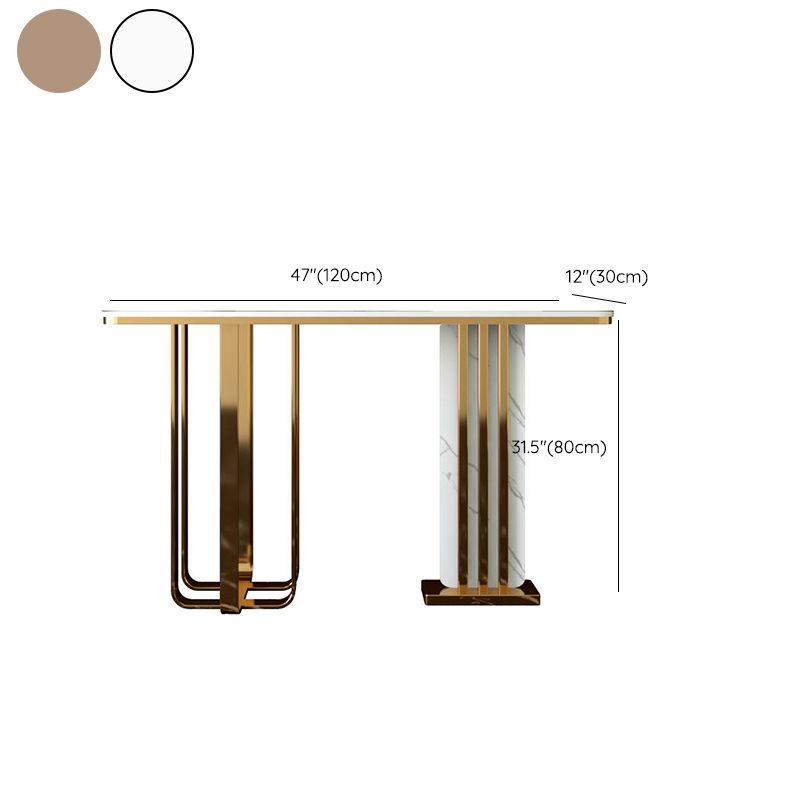 Tavolo accento glam console dorata con pietra rettangolo per sala