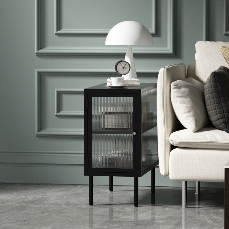 Metal Rectangle Top Side Table 23.6" Tall 4 Legs End Table with Storage Clearhalo 'Coffee & Accent Tables' 'End & Side Tables' 'end_side_tables' 'furn' 'furn_end_side_tables' 'Furniture' 'Living Room Furniture' 1200x1200_28142227-db93-4636-9953-ff8dae546192