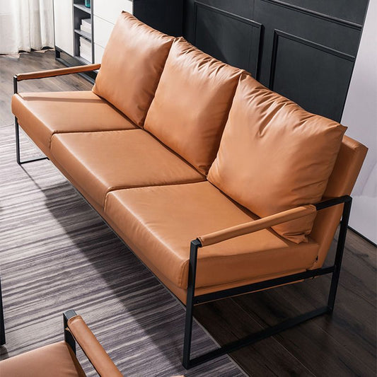 Mid Century Modern 32.2"H Faux Leather Square Arm Sofa for Living Room