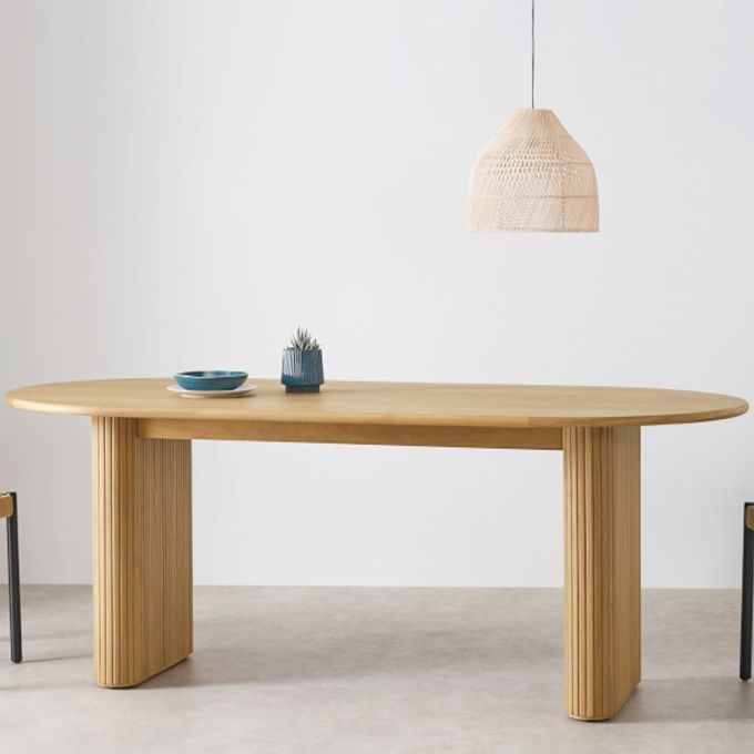 Oval Solid Pinewood Brown Tone Dining Table Simplicity Double Pedestal Table for Dining Room Clearhalo ' dining_table' 'Dining Tables & Seating' 'Dining Tables' 'furn' 'furn_dining_table' 'Furniture' 'furniture_dining_table' 'Kitchen & Dining Furniture' 'kitchen&dining_furn' 'kitchen' 'kitchen_dining_table' 1200x1200_28187f29-e9c8-4e4c-bd80-d392dd19b3ab