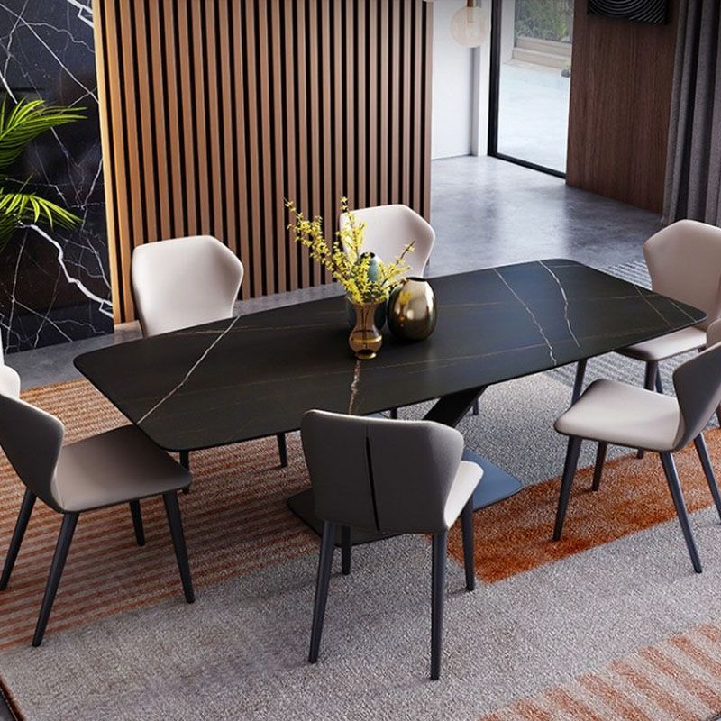Sintered Stone Table for Restaurant Industrial Rectangle Dining Table Metal Pedestal Clearhalo ' dining_table' 'Dining Tables & Seating' 'Dining Tables' 'furn' 'furn_dining_table' 'Furniture' 'furniture_dining_table' 'Kitchen & Dining Furniture' 'kitchen&dining_furn' 'kitchen' 'kitchen_dining_table' 1200x1200_2818d7da-4774-4c34-baa0-2fa80c397682