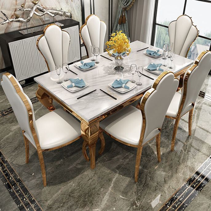 Traditional Luxury Dining Table Rectangle Metal Gold Tripod Dining Table Clearhalo 'Dining Tables & Seating' 'Dining Tables' 'dining_table' 'furn' 'furn_dining_table' 'Furniture' 'furniture_dining_table' 'Kitchen & Dining Furniture' 'kitchen' 'kitchen_dining_table' 1200x1200_281a2da1-80aa-4e41-a96e-f874ae1d9ca7
