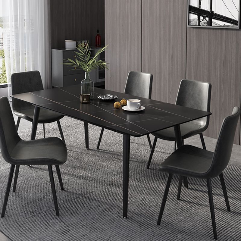 Modern Dinette Set with Solid Back Chairs 1/4/5/6/7 Pcs Stone Top Dining Table Set Clearhalo 'Dining Room Sets' 'Dining Tables & Seating' 'dining_room_set' 'furn' 'furn_dining_room_set' 'Furniture' 'Kitchen & Dining Furniture' 1200x1200_281b0ec5-4b2a-427e-8253-4d51e6d82ad8