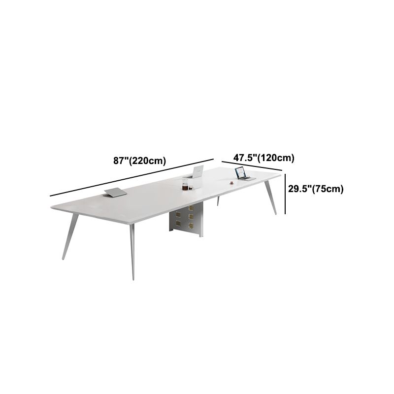 White Manufactured Wood Rectangular Desk Modern Cable Management Office Desk Clearhalo 'furn' 'furn_office_desk' 'Furniture' 'Office Desks' 'Office Furniture' 'office_desk' 1200x1200_281b20cd-c7fe-447b-afbb-59496f671419