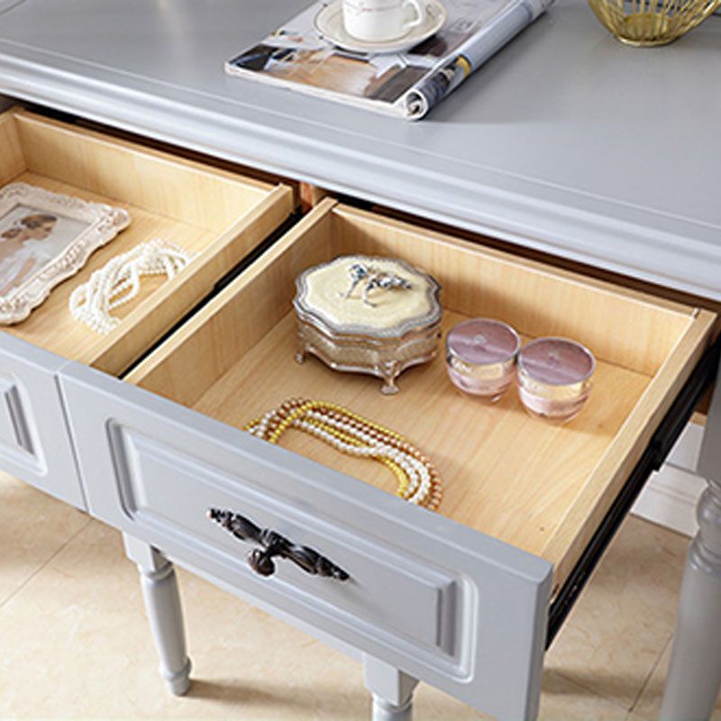 Bedroom Victorian Double Drawers Solid Wood Standing Make-up Vanity Clearhalo 'Bedroom Furniture' 'furn' 'furn_makeup_vanities' 'Furniture' 'Makeup Vanities' 'makeup_vanities' 1200x1200_281ce138-b692-42df-b4a2-6b27553a9046