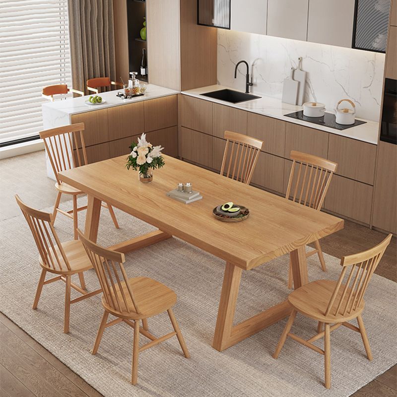 Simplicity Style Dinette Table Rectangle Solid Wood Dinner Table in Brown Clearhalo 'Dining Tables & Seating' 'Dining Tables' 'dining_table' 'furn' 'furn_dining_table' 'Furniture' 'Kitchen & Dining Furniture' 1200x1200_281f1d0a-baac-4a6c-9ae3-99d6c8c4fb75
