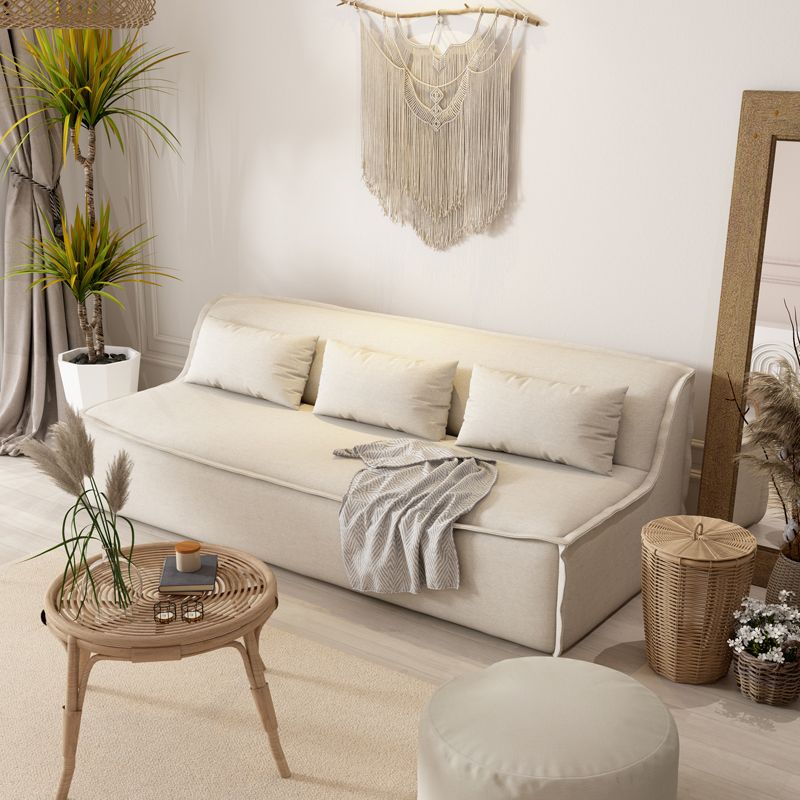 Cotton Blend/ Faux Leather Sofa Armless Settee for Three People Clearhalo 'furn' 'furn_sofas' 'Furniture' 'furniture_sofas' 'Living Room Furniture' 'Sofa' 'sofas' 1200x1200_281ffb8c-b74b-48bb-9572-c1b18a902fb2