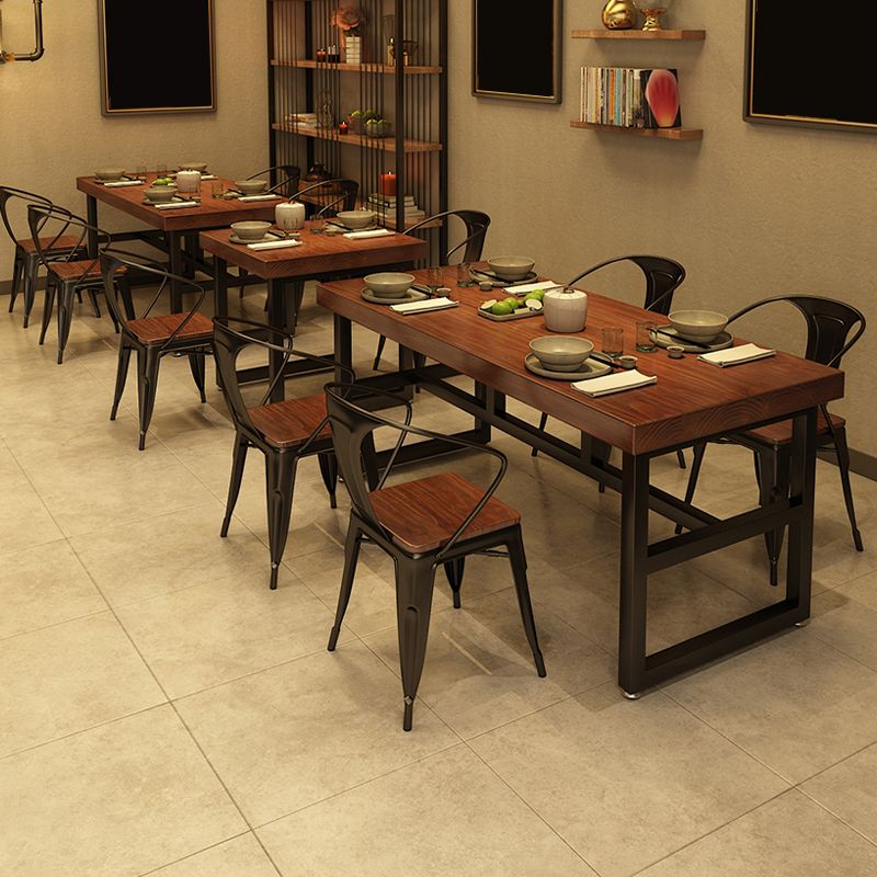 Solid Wood Industrial Dining Table Brown Dinette Table with Metal Frame Clearhalo 'Dining Tables & Seating' 'Dining Tables' 'dining_table' 'furn' 'furn_dining_table' 'Furniture' 'Kitchen & Dining Furniture' 1200x1200_28206184-d8eb-4491-84d7-2d919253f981