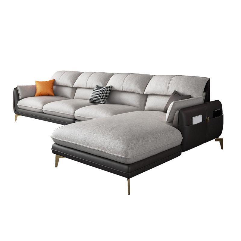 Pillow Top Arm Faux Leather Sofa and Chaise L-Shape Sectional with Storage for Apartment Clearhalo 'furn' 'furn_sectionals' 'Furniture' 'furniture_sectionals' 'Living Room Furniture' 'Sectionals' 1200x1200_282067af-7af7-42ba-a81c-8b2bfee05fb5