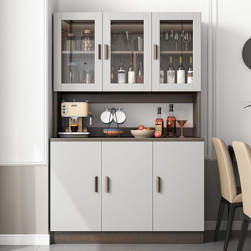 Modern Engineered Wood Dining Server Antique Finish Sideboard with Glass Door Clearhalo 'buffet_sideboard' 'Buffets & Sideboards' 'furn' 'furn_buffet_sideboard' 'Furniture' 'Kitchen & Dining Furniture' 1200x1200_282276ae-e370-4c09-bfbf-2438189081f6