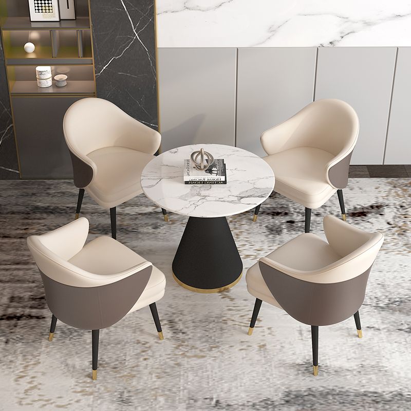 Simplicity Style Sintered Stone Dining Table Single Pedestal Base Round Table for Home Clearhalo ' dining_table' 'Dining Tables & Seating' 'Dining Tables' 'furn' 'furn_dining_table' 'Furniture' 'furniture_dining_table' 'Kitchen & Dining Furniture' 'kitchen&dining_furn' 'kitchen' 'kitchen_dining_table' 1200x1200_2823a0d4-ebf5-464a-8b79-4217978acd15