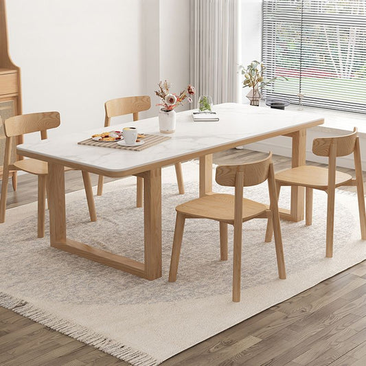 Modern Dining Set with Wooden Frame 1/2/5/6 Pieces Light Wood Finish Dinette Set