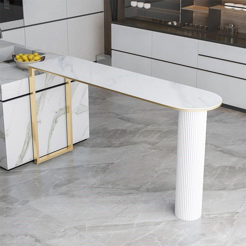 Nordic Style Stone Top Bar Table 42-inch Height Metal Pedestal Bistro Table Clearhalo 'Bar Furniture' 'Bar Tables' 'bar_tables' 'furn' 'furn_bar_tables' 'Furniture' 'Kitchen & Dining Furniture' 1200x1200_28246fc4-cc35-4641-8cb4-fc71869d6883