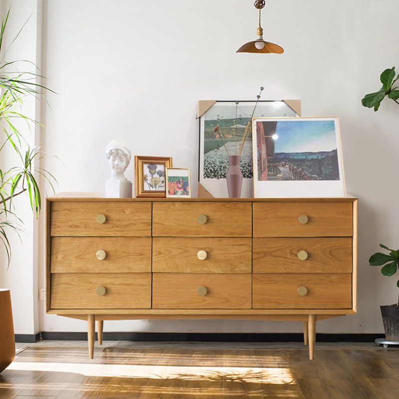 Modern Rectangle Pine Accent Chest 9 - Drawer Straight Legs Chest Clearhalo 'Cabinets & Chests' 'cabinets_chests' 'furn' 'furn_cabinets_chests' 'Furniture' 'Living Room Furniture' 1200x1200_28252db3-90fe-4b24-a444-52ada9354d96