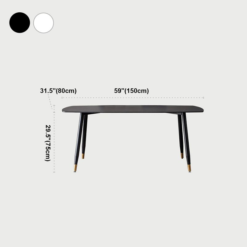 Metal Modern Rectangular Dining Table Sintered Stone Table for Kitchen and Dining Room Clearhalo ' dining_table' 'Dining Tables & Seating' 'Dining Tables' 'furn' 'furn_dining_table' 'Furniture' 'furniture_dining_table' 'Kitchen & Dining Furniture' 'kitchen&dining_furn' 'kitchen' 'kitchen_dining_table' 1200x1200_2825d40c-8bc9-4743-bbfd-719752a86b0a