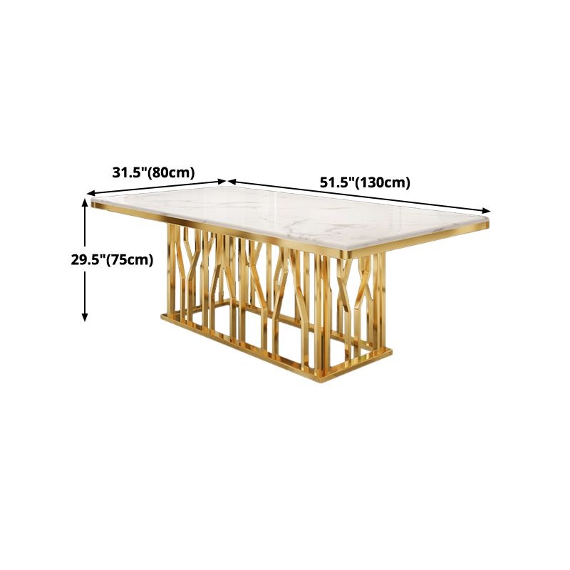 Metal Traditional Luxury Rectangle Dining Table White Top Indoor Table with Pedestal Base Clearhalo ' dining_table' 'Dining Tables & Seating' 'Dining Tables' 'furn' 'furn_dining_table' 'Furniture' 'furniture_dining_table' 'Kitchen & Dining Furniture' 'kitchen&dining_furn' 'kitchen' 'kitchen_dining_table' 1200x1200_28261705-da32-432b-9be3-337dc0f4c796