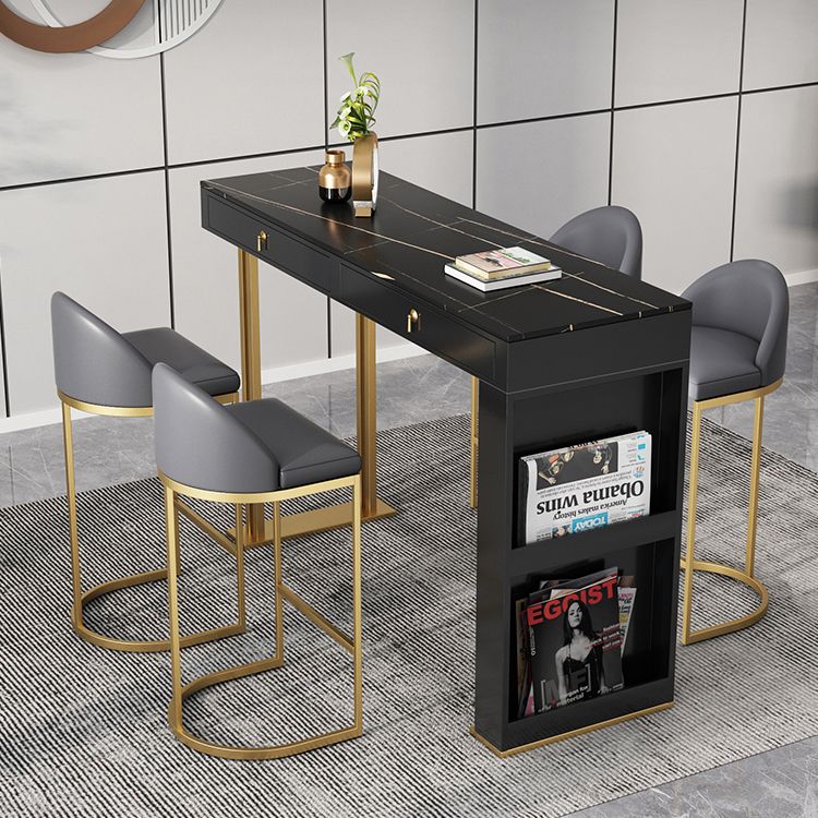 Marble Bistro Bar Table with Rectangle Table Top Double Pedestal Table Clearhalo 'Bar Furniture' 'Bar Tables' 'bar_tables' 'furn' 'furn_bar_tables' 'Furniture' 'Kitchen & Dining Furniture' 1200x1200_28266826-a88a-4bee-b0b4-a3cd9646a95e