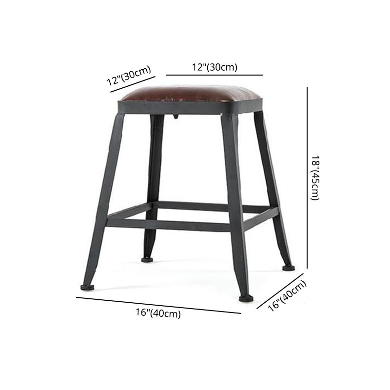 Industrial Brown Leather Bar Stools Square Stool with Metal Base Clearhalo 'Bar Furniture' 'Bar Stools' 'bar_stools' 'furniture_bar_stools' 'Kitchen & Dining Furniture' 'kitchen&dining_furn' 'kitchen' 'kitchen_furn' Furniture' 1200x1200_28285357-9b0e-4c60-886a-e3f7ec6aea20