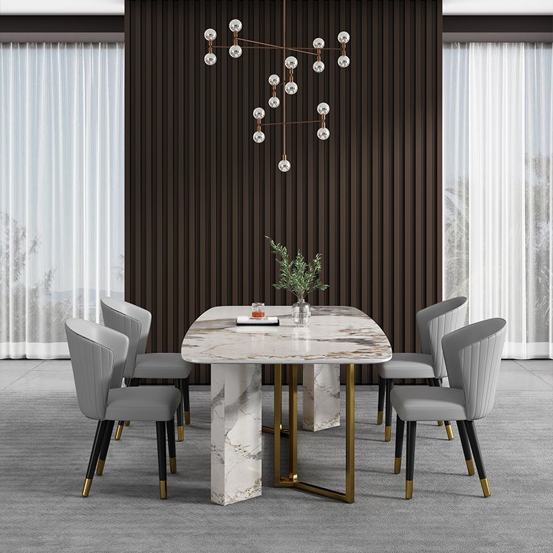 Rectangle Dining Site Table Traditional Luxury Stainless Steel Dinette Table Clearhalo ' dining_table' 'Dining Tables & Seating' 'Dining Tables' 'furn' 'furn_dining_table' 'Furniture' 'furniture_dining_table' 'Kitchen & Dining Furniture' 'kitchen&dining_furn' 'kitchen' 'kitchen_dining_table' 1200x1200_2828b6be-cb82-4716-95b9-65bce3ab65c2