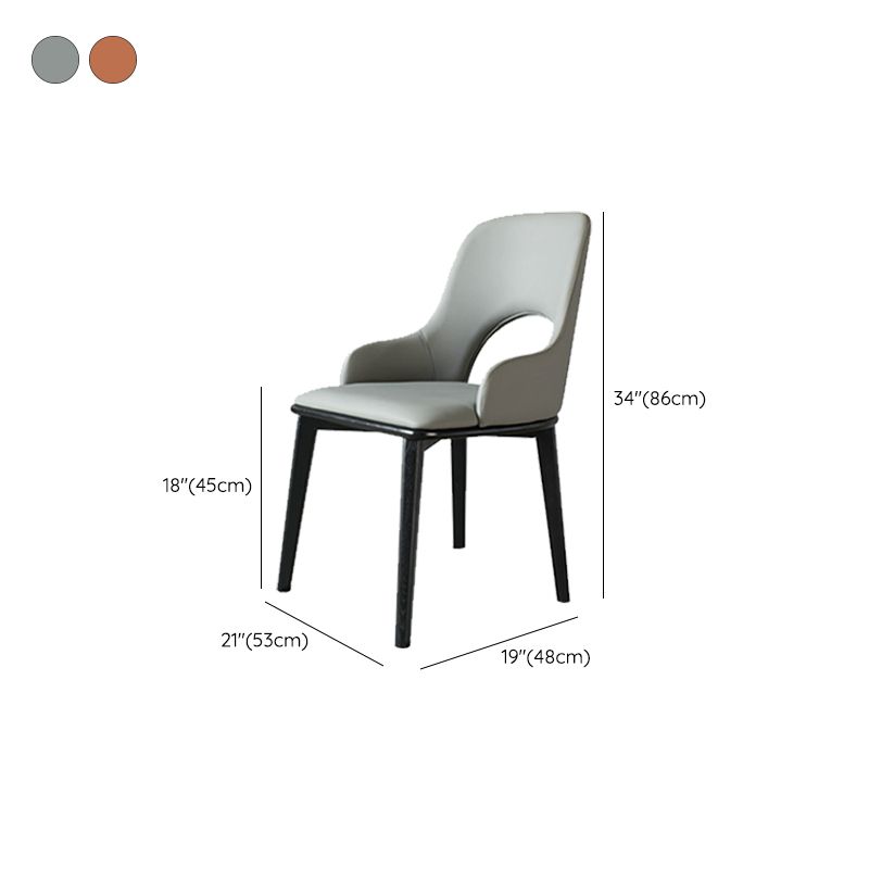 Eigentijdse open achterste eetstoelen armloze zijstoelen met houten benen voor keuken