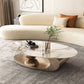 Mesa de centro elíptica de pizarra Glam de 27,6" D Mesa de cóctel abstracta con estante de piso