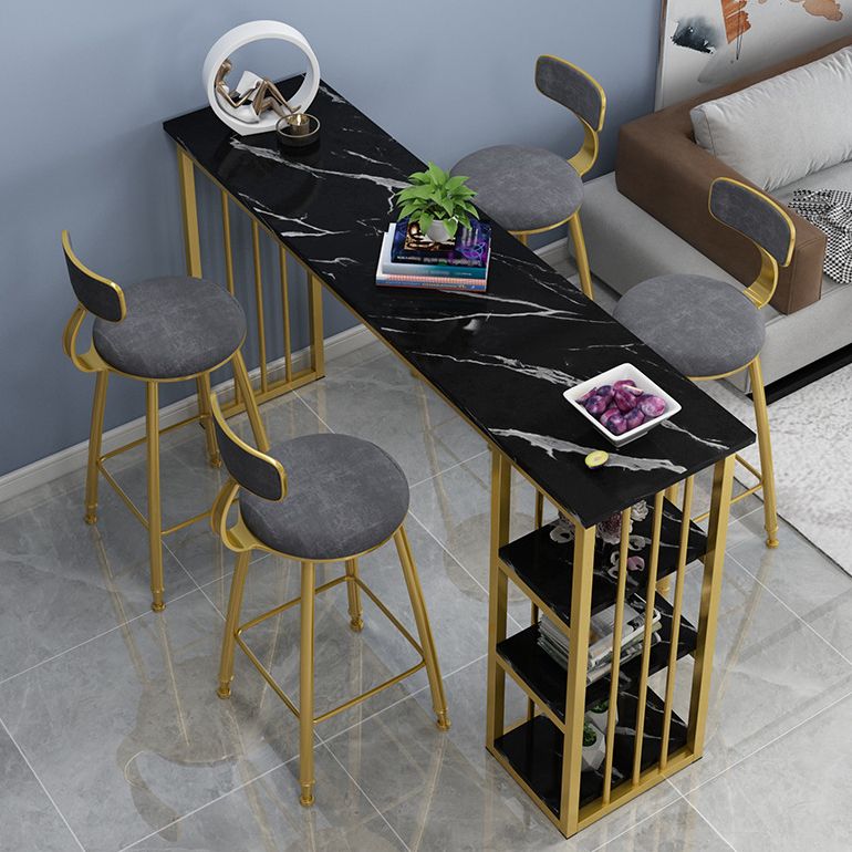 Rectangle Bar Dining Table Contemporary Bar Table with Gold Sled Base Clearhalo 'Bar Furniture' 'Bar Tables' 'bar_tables' 'furn' 'furn_bar_tables' 'Furniture' 'furniture_bar_tables' 'Kitchen & Dining Furniture' 1200x1200_282d6849-7929-416a-8c0d-e440c4d338d9