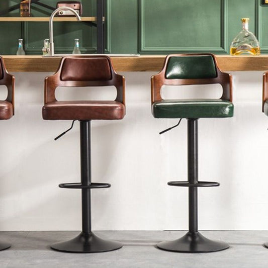 Nordic Style Leather Upholstered Barstool Adjustable Height Swivel single Bar Stool Clearhalo 'Bar Furniture' 'Bar Stools' 'bar_stools' 'furn' 'furn_bar_stools' 'Furniture' 'furniture_bar_stools' 'Kitchen & Dining Furniture' 1200x1200_282f983c-7a13-477b-9b7c-40804bb4d4ec