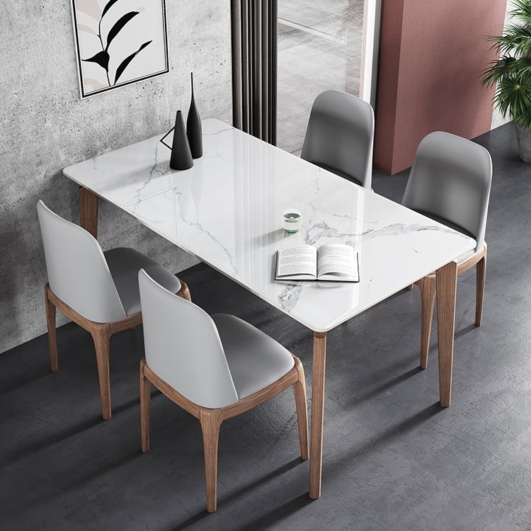 Rectangle Mid-Century Modern Dining Table Sintered Stone Table with 4 Solid Wood Legs Clearhalo ' dining_table' 'Dining Tables & Seating' 'Dining Tables' 'furn' 'furn_dining_table' 'Furniture' 'furniture_dining_table' 'Kitchen & Dining Furniture' 'kitchen&dining_furn' 'kitchen' 'kitchen_dining_table' 1200x1200_28307945-be32-40a1-b0fb-7c601c5b6f6e