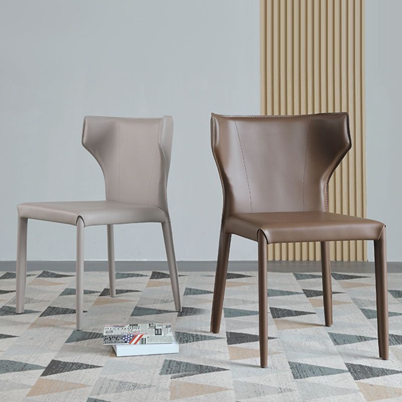 Modern Wingback Dining Chairs Faux Leather Armless Side Chair Clearhalo 'Dining Chairs' 'Dining Tables & Seating' 'dining_chair' 'furn' 'furn_dining_chair' 'Furniture' 'Kitchen & Dining Furniture' 1200x1200_28323aa9-432a-4501-9110-a8259318af8f