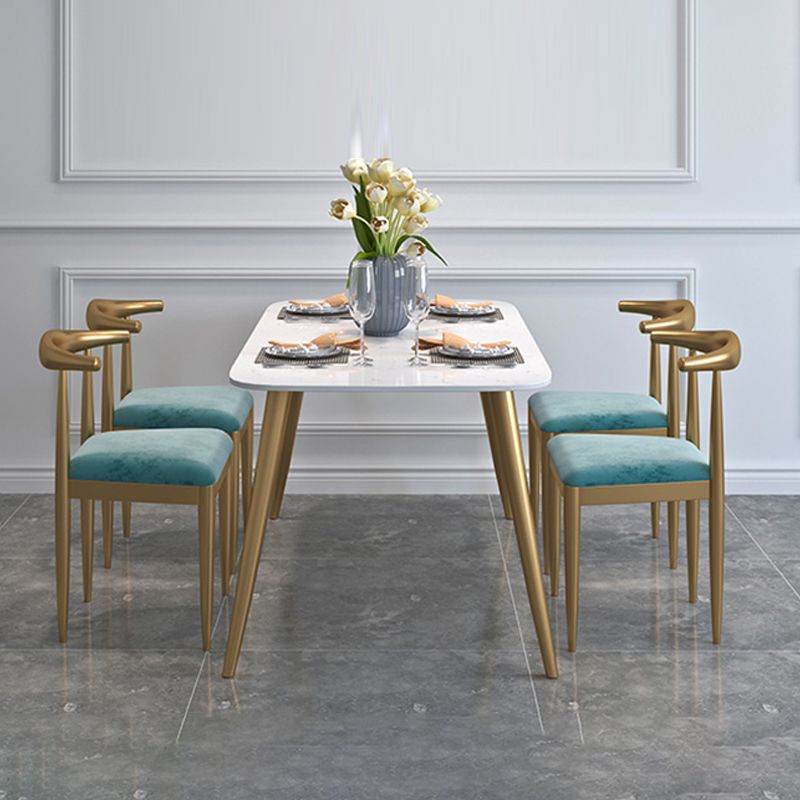 Contemporary Dining Set 1/2/5 Pcs Marble Dining Table with Cow Horn Chairs Clearhalo 'Dining Room Sets' 'Dining Tables & Seating' 'dining_room_set' 'furn' 'furn_dining_room_set' 'Furniture' 'Kitchen & Dining Furniture' 1200x1200_2833755d-2c46-4fc5-9967-3961be9ad16b