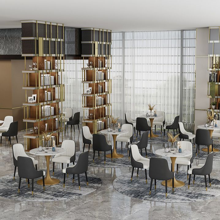 Glam 1/2/4/5 Pieces Iron Dinette Set with Sintered Stone Top Round Dining Table Set Clearhalo 'Dining Room Sets' 'Dining Tables & Seating' 'dining_room_set' 'furn' 'furn_dining_room_set' 'Furniture' 'furniture_dining_room_set' 'Kitchen & Dining Furniture' 1200x1200_2833c928-66a6-4844-9de0-e1e332263396