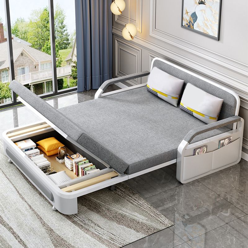Divano da divano in lino grigio chiaro da 33,46 "con divano letto con ripostiglio