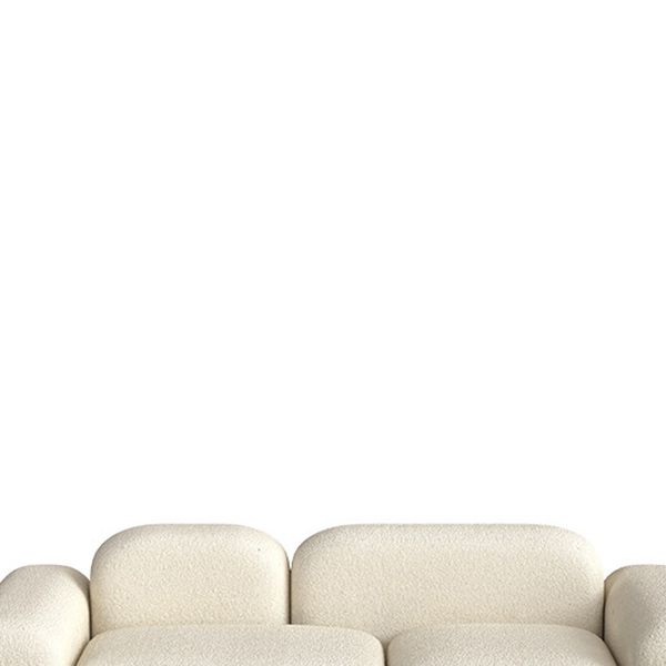 Wool Sofa in White Standard Settee Square Arm Sofa for Living Room