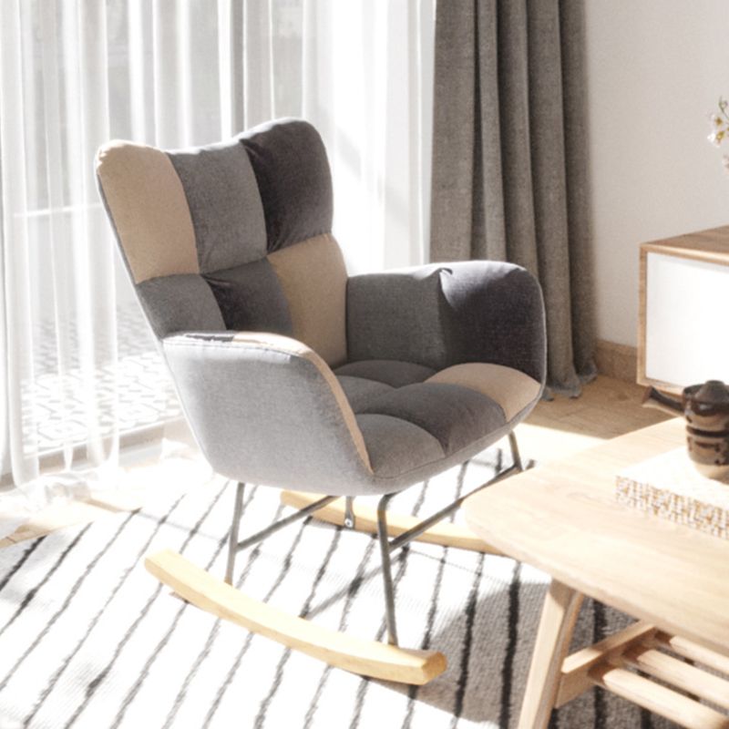 Modern Rocker Chair Upholstered Dark Legs Glider Button-Tufted Clearhalo 'Chairs & Seating' 'furn' 'furn_rocking_chairs' 'Furniture' 'Living Room Furniture' 'Rocking Chairs' 'rocking_chairs' 1200x1200_2836e546-6b78-47e7-896c-f52ea4987923