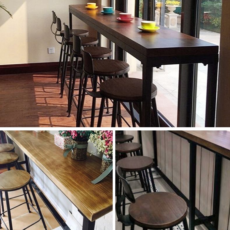 Industrial Rectangle Solid Wood Bar Table Set 1/3/4/5/9 Pieces Counter Table with Stools Clearhalo 'Bar Furniture' 'furn' 'furn_home_bar_bar_sets' 'Furniture' 'Home Bars & Bar Sets' 'home_bar_bar_sets' 'Kitchen & Dining Furniture' 1200x1200_2836f01b-6631-496d-87ae-f9962197a132