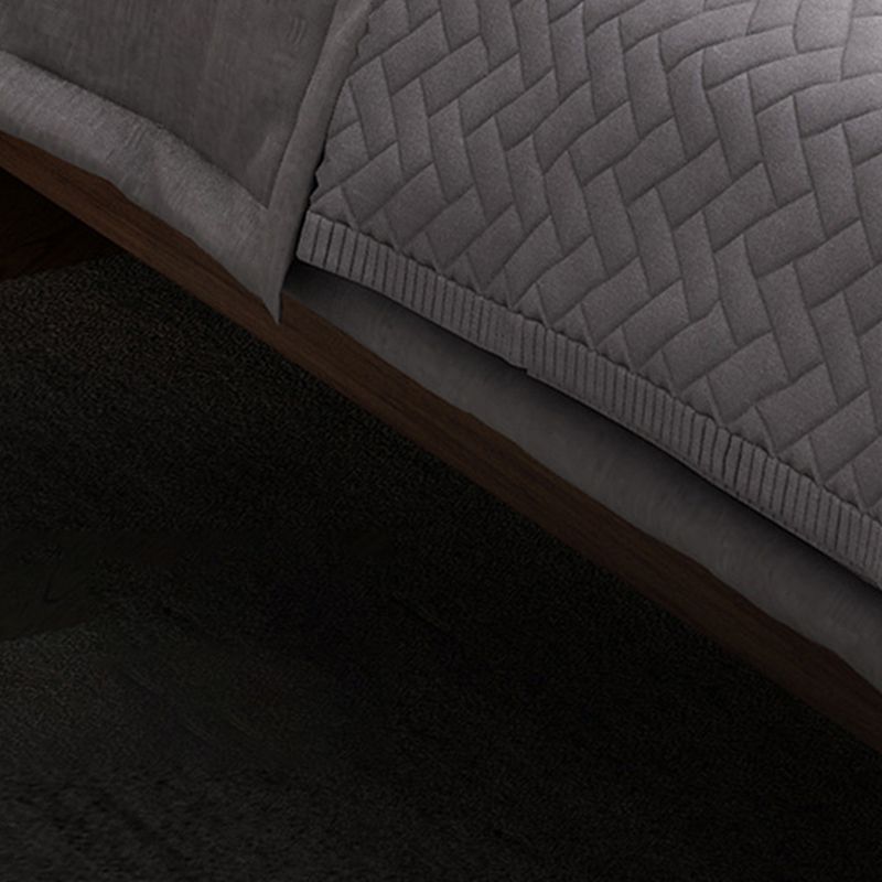 Mid-Century Modern Panel Bed with Brown Penal Headboard and Wooden Legs