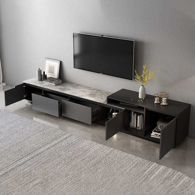 Gray TV Stand 71 /92 - Consola de TV de madera deslizante de pulgadas con cajones