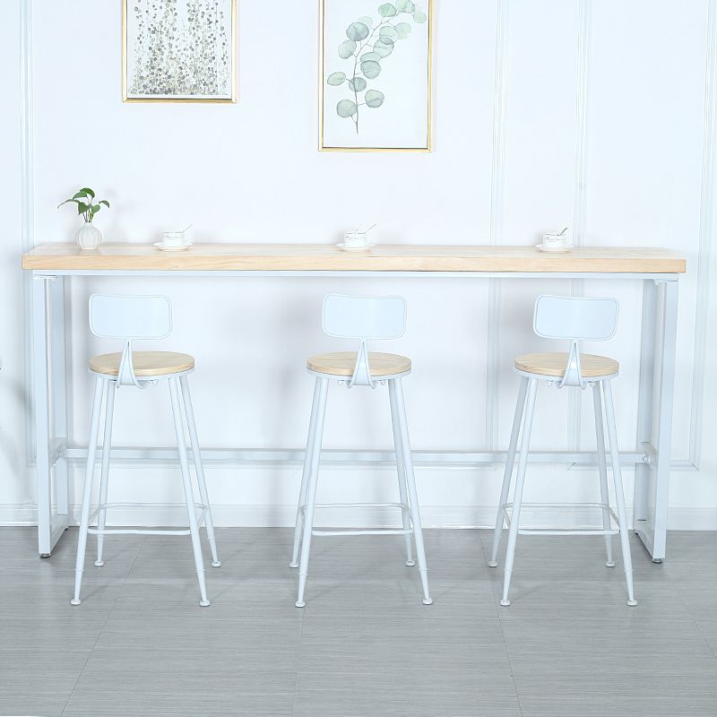 Modern Rectangle Bar Table Wood Bar Height Table with Iron Base in White, Only Table Clearhalo 'Bar Furniture' 'Bar Tables' 'bar_tables' 'furn' 'furn_bar_tables' 'Furniture' 'furniture_bar_tables' 'Kitchen & Dining Furniture' 'kitchen&dining_furn' 'kitchen' 1200x1200_283c7d7a-1f56-4f6d-a469-01b32d19b947
